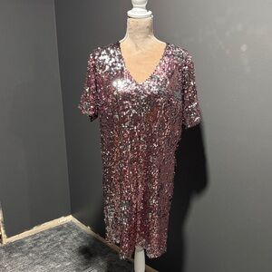 Universal Standard for Crew Pink Sequin Dress